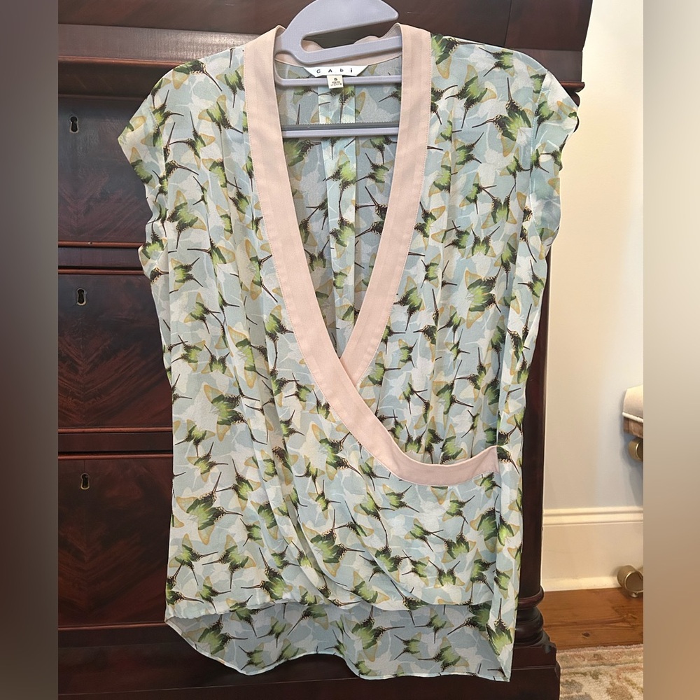 Cabi Floral Wrap Blouse